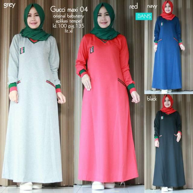 Baju Gamis Wanita Bahan Babyterry Gucci Maxi 04