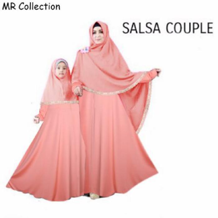 BAJU BUSANA MUSLIM GAMIS SALSA COUPLE TOSCA IBU DAN ANAK PLUS HIJAB