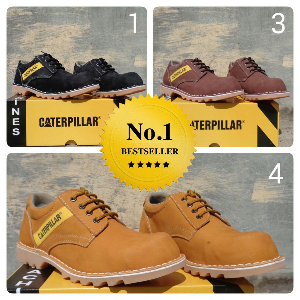 Sepatu Caterpillar Safety Pendek Bahan Kulit Asli Ready 3 Warna