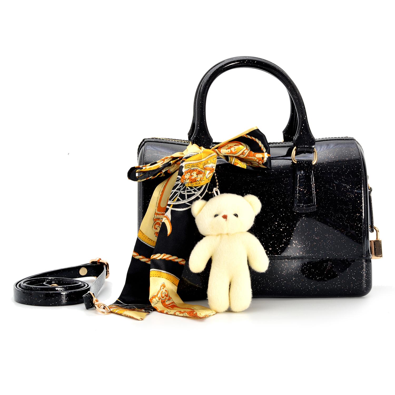 Tas Fashion Wanita Import, Tas Wanita, Tas Import Grandys Furla Jelly Tabung Glitter FREE Accessoris Syal, Boneka dan Gembok