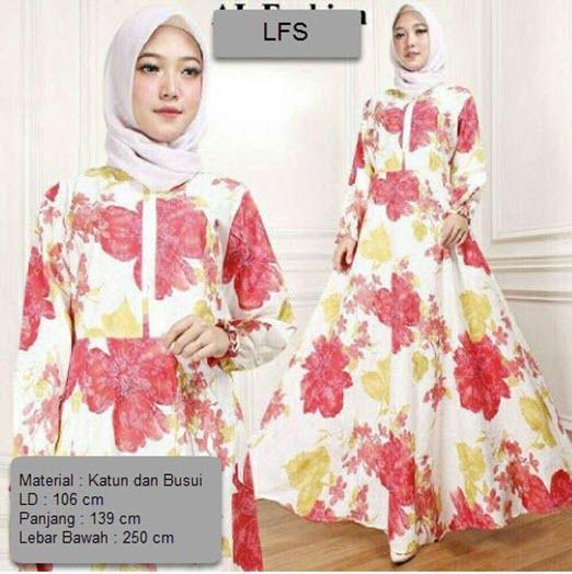 LFS Dress Gamis Baju Muslim Rossa / Terusan Maxi Hijab Syar'i/ Syari Simple Elegant / Baju Muslimah Wanita / Kebaya Modern Baloteli Tanpa Pasmina / Gaun Pesta / Pakaian Jumbo Maxy Motif Bunga Katun 2018 XXE (E23) - Kuning Biru Pink Hijau Merah Ungu