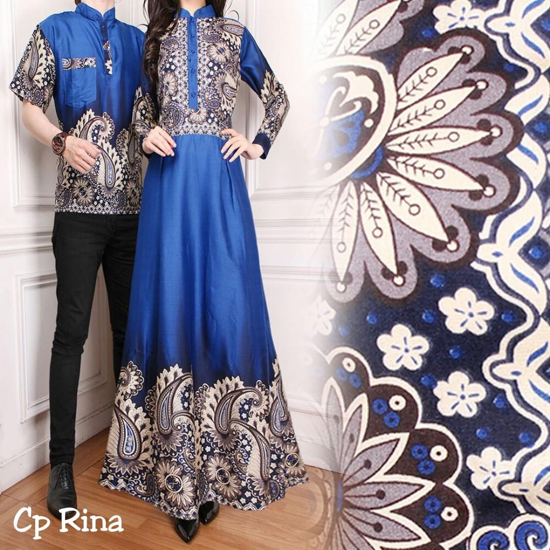 BAJU PASANGAN /COUPLE GAMIS DAN KEMEJA PRIA RINA WARNA BIRU