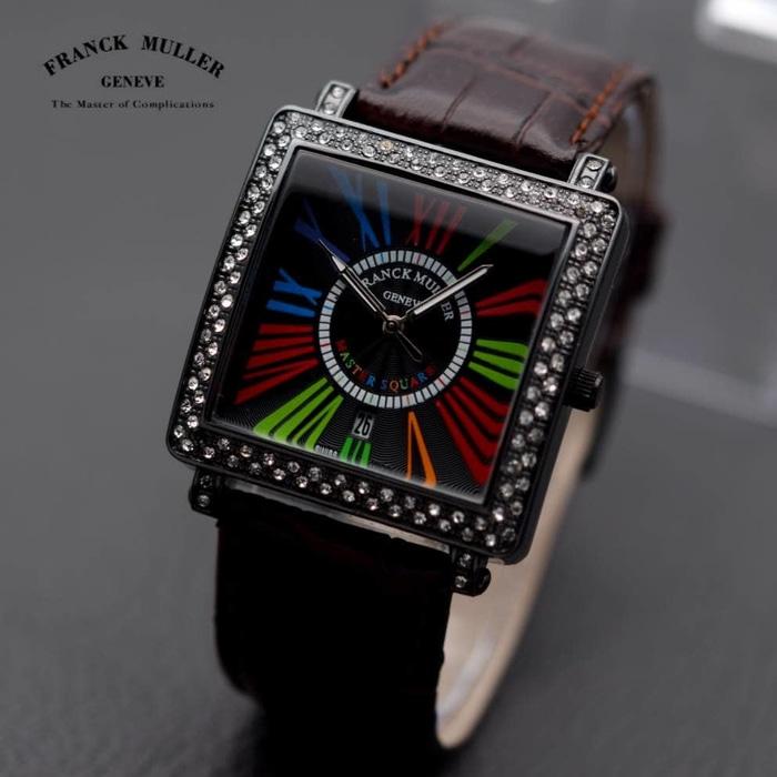 Jam Tangan Wanita Franck Muller Rainbow Kulit Body Hitam