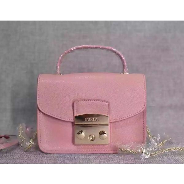 Tas wanita Furla Rose Pink Mirror Metropolis Import