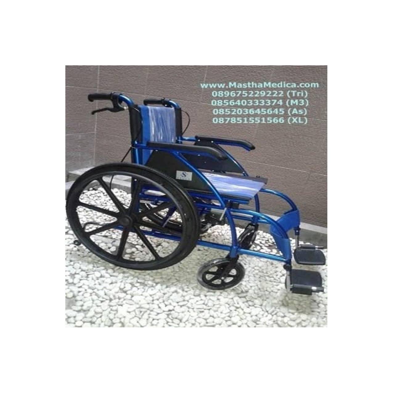 Kursi Roda Wheel Chair KY869LBJ Aluminium Biru Velg Racing Sella Murah