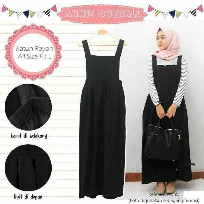 Baju Atasan Muslim Annie Overoll Black Murah