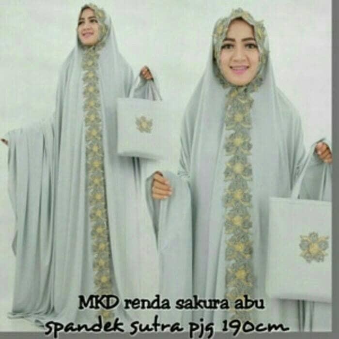 mukena dubai sakura renda brukat bunga mukenah pink salem cokelat abu