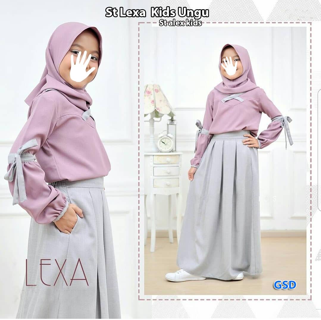 GSD - Setelan Baju Anak Cewe / Baju Muslim Anak / Rok Anak / Hijab Anak / Set Alex Kids