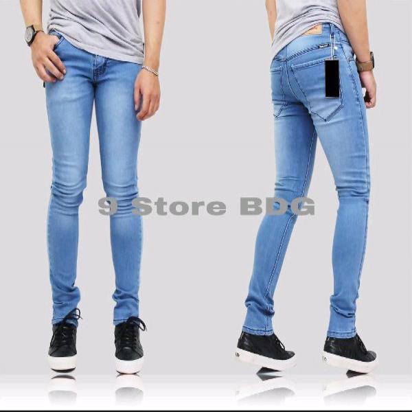 celana jeans stretch meral elastis pria cowo biru muda bioblit