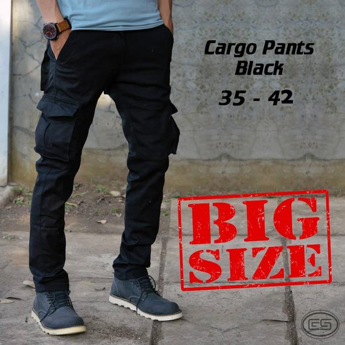 Celana Cargo Panjang Hitam | Big size | Cargo | Gunung |35-36-37-38-39-40-41-42