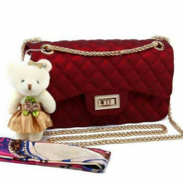 TAS MURAH CHANNEL JELLY MATTE CHEVRON MAXI KOTAK BESAR 22 CM ACC TERBATAS