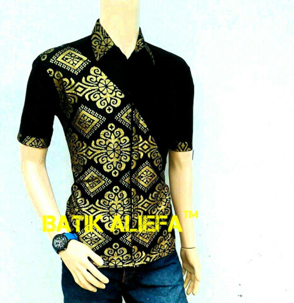 kemeja hem baju batik black gold pxxda eksklusif modern di lapak Batik Aliefa Pekalongan aliefa99
