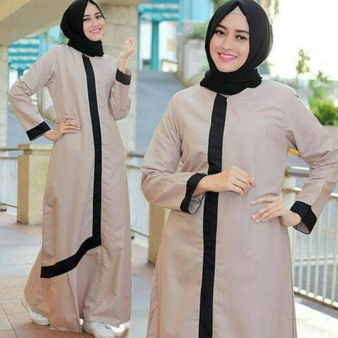Gamis Hitam / Casual Dress / Grosir Baju Muslim Wanita : Karlina Dress Ghtsyh