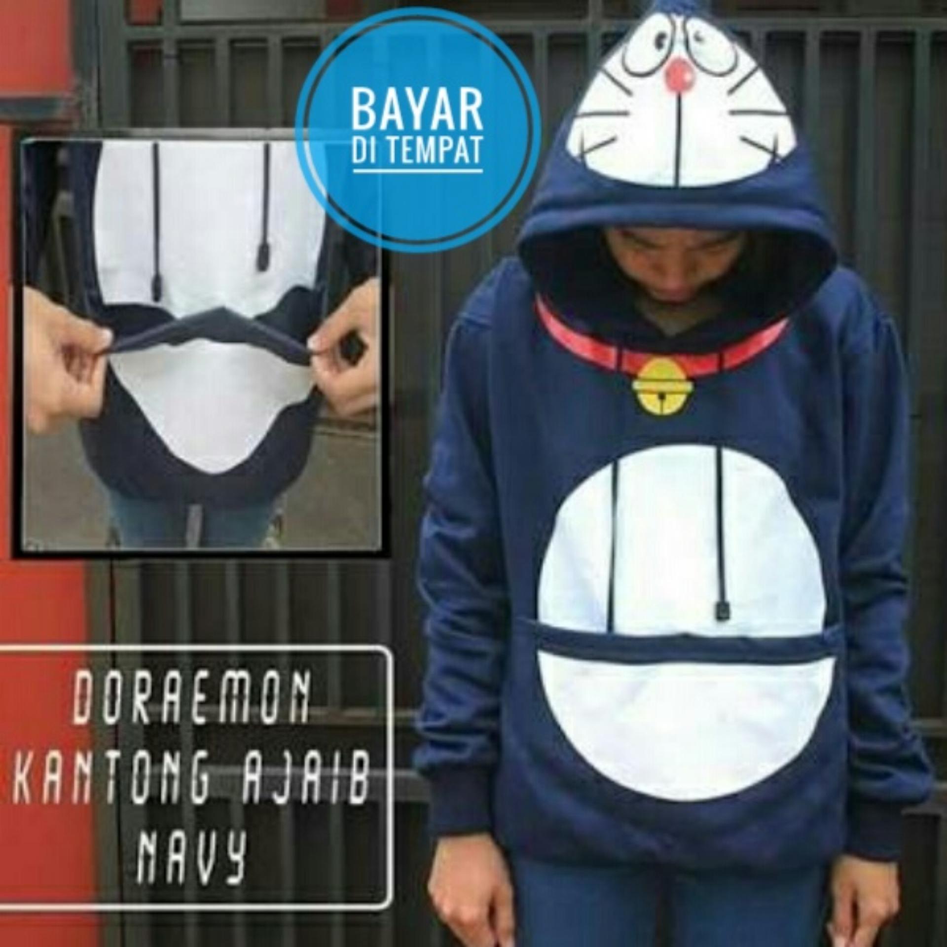 Jaket Doraemon Kantong Ajaib Navy Hoodie Zipper