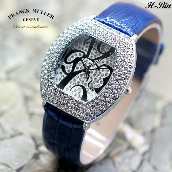 Jam Tangan Wanita Franck Muller Oval Angka Body Silver Kulit