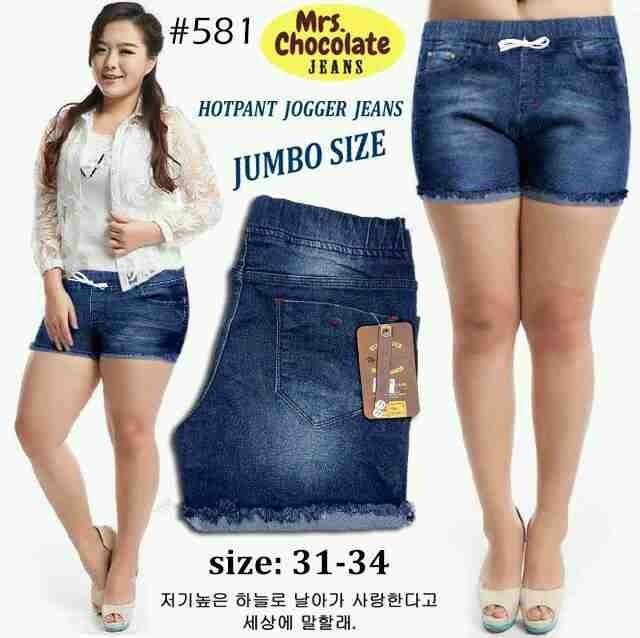 JHF - jeans wanita hot pants joger - jumbo size