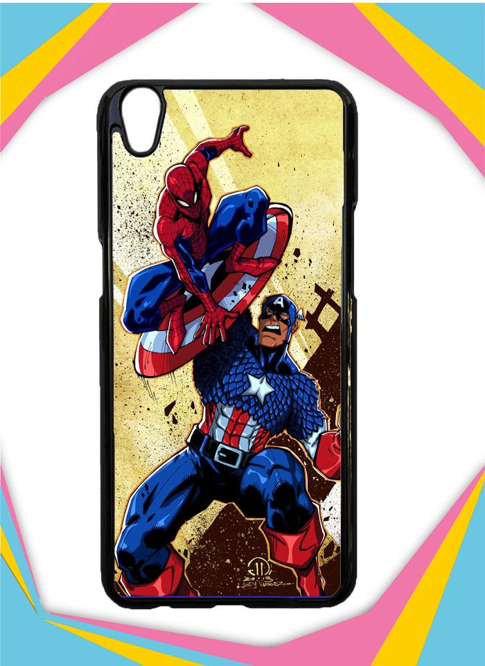Casing Hardcase Custom OPPO A37 captain america vs spiderman Z0492 Case Cover