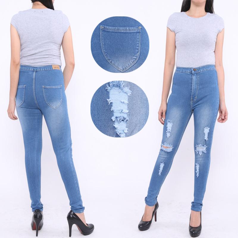 master jeans celana highwaist wanita sobek tembus