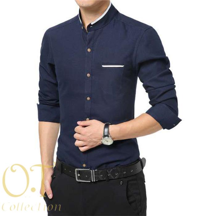 Super Sale! Baju Koko Katun Stretch Biru DongkerKode Dhala-FASH014