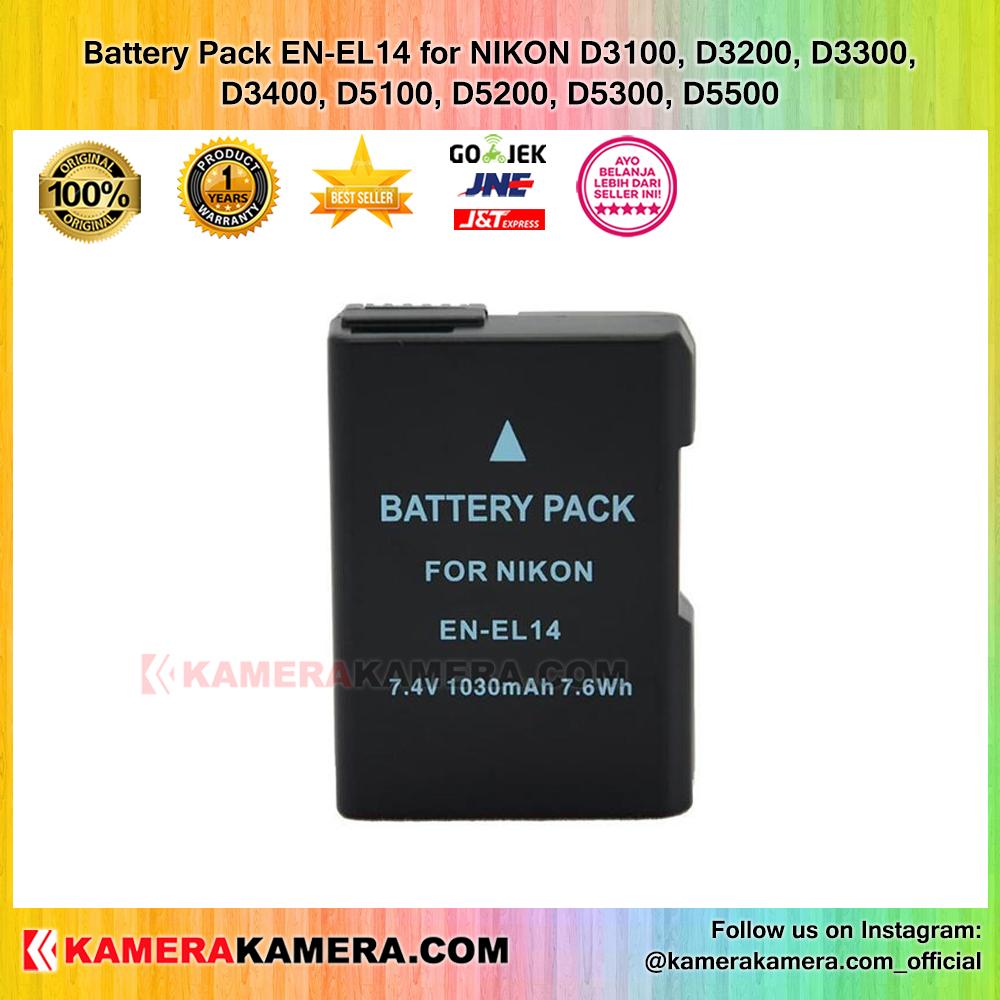 Battery Pack EN-EL14 for NIKON D3100, D3200, D3300, D3400, D5100, D5200, D5300, D5500