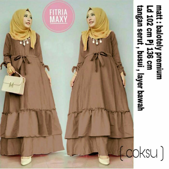 Maxi Fitria Baloteli Mocca Fashion Wanita Gamis Dres Baju Muslim