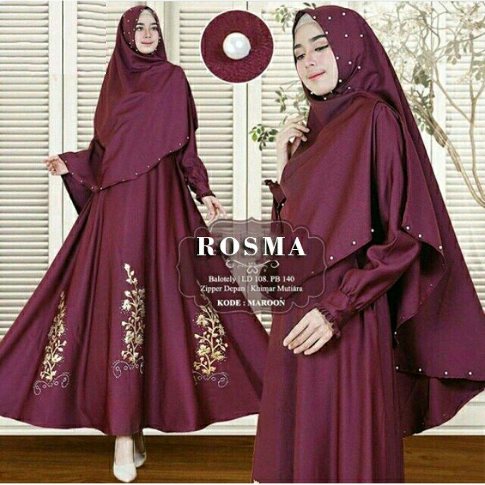 Gamis Muslim Gamis Remaja Gamis Syari Busana Muslim Busana Remaja ROSMA SYARI PLUS BERGO PERNIK MUTIARA Maroon
