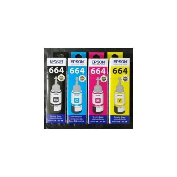 Tinta Epson T664 Black Cyan Magenta Yellow L100 L120 L200 L220 L300