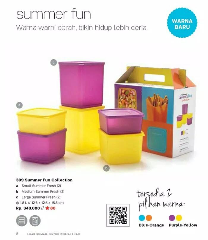 6 Pcs Tupperware Summer Fun Collection Set - Kuning Ungu