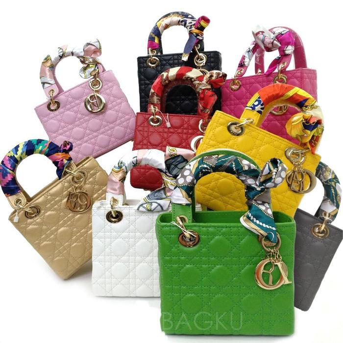 TAS BATAM TAS WANITA IMPORT DI*OR LADY TAS PESTA HANDBAG QB - Hitam