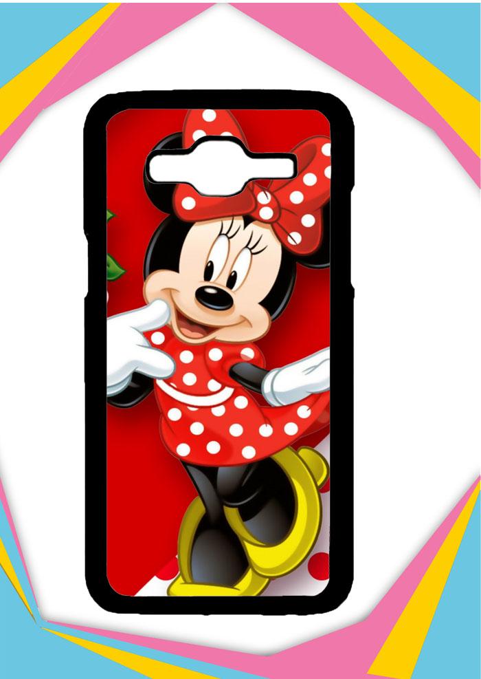 Casing Samsung Galaxy J1 Ace Custom Hardcase Minnie Mouse Cute Red Dress O4061 Case Cover