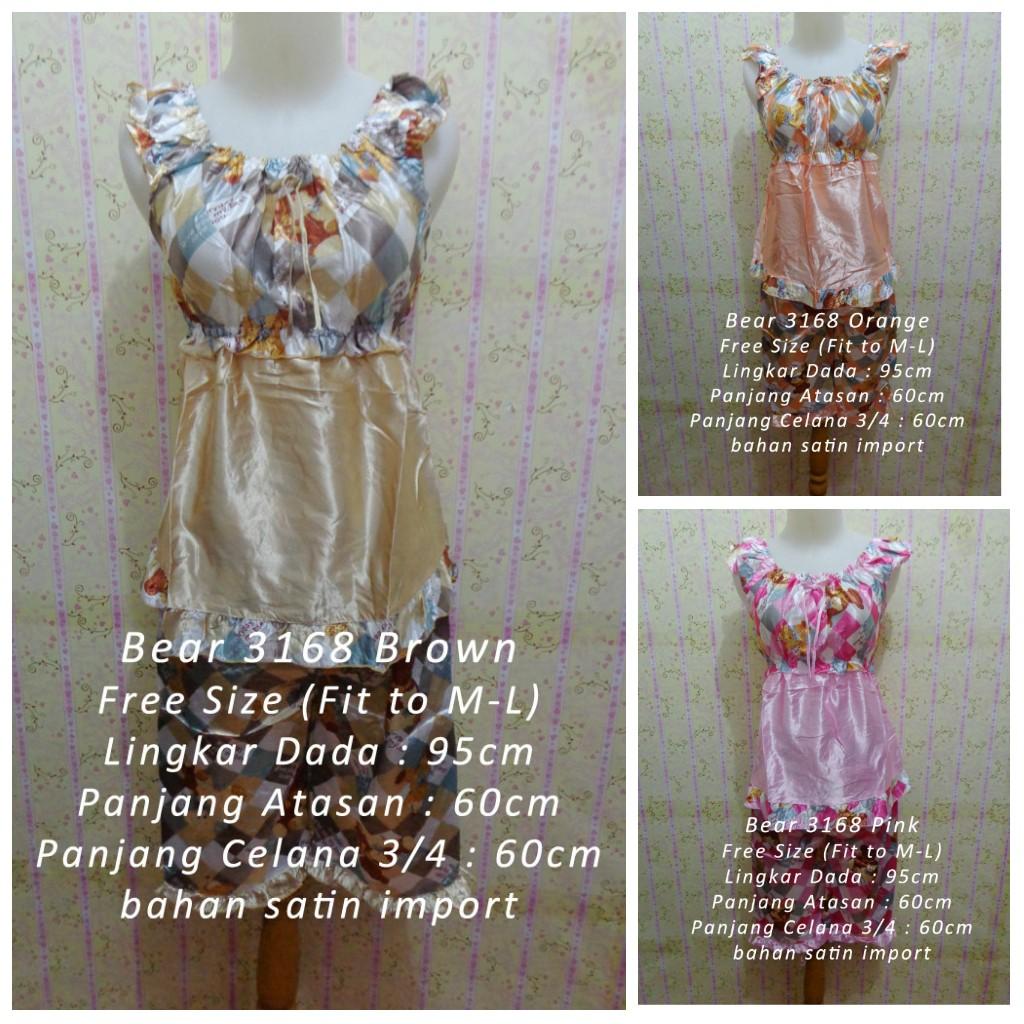 Piyama Satin Celana 3/4 Karet Baju Tidur Stelan BabyDoll Tanpa Lengan Wanita Dewasa Murah Grosir