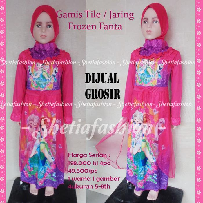 frozen fanta gamis karakter anak baju muslim frozen plus jilbab