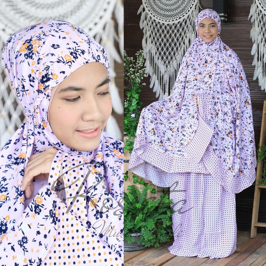 Mukena Rayon Bali Premium Motif Bunga Flower + Tas Mukena Gambar 5