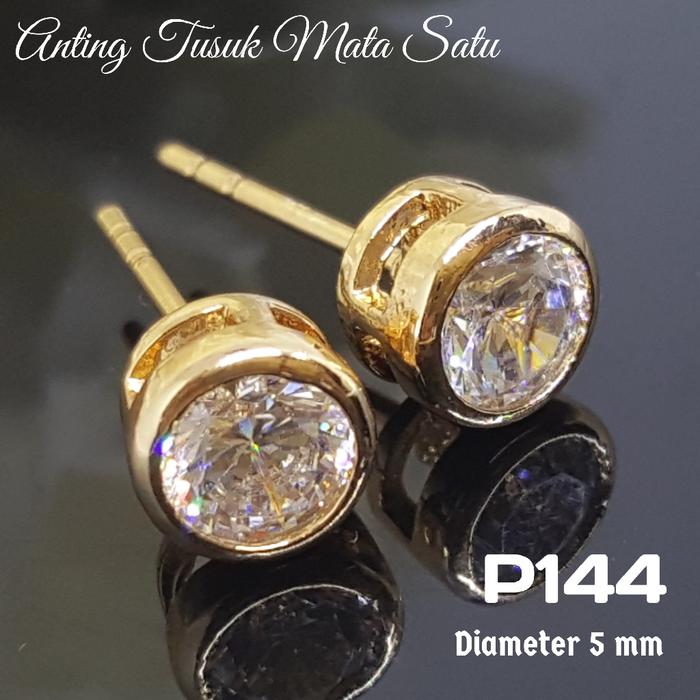 P144 Anting Tusuk / Giwang Mata Satu Emas Berlian - Perhiasan Xuping