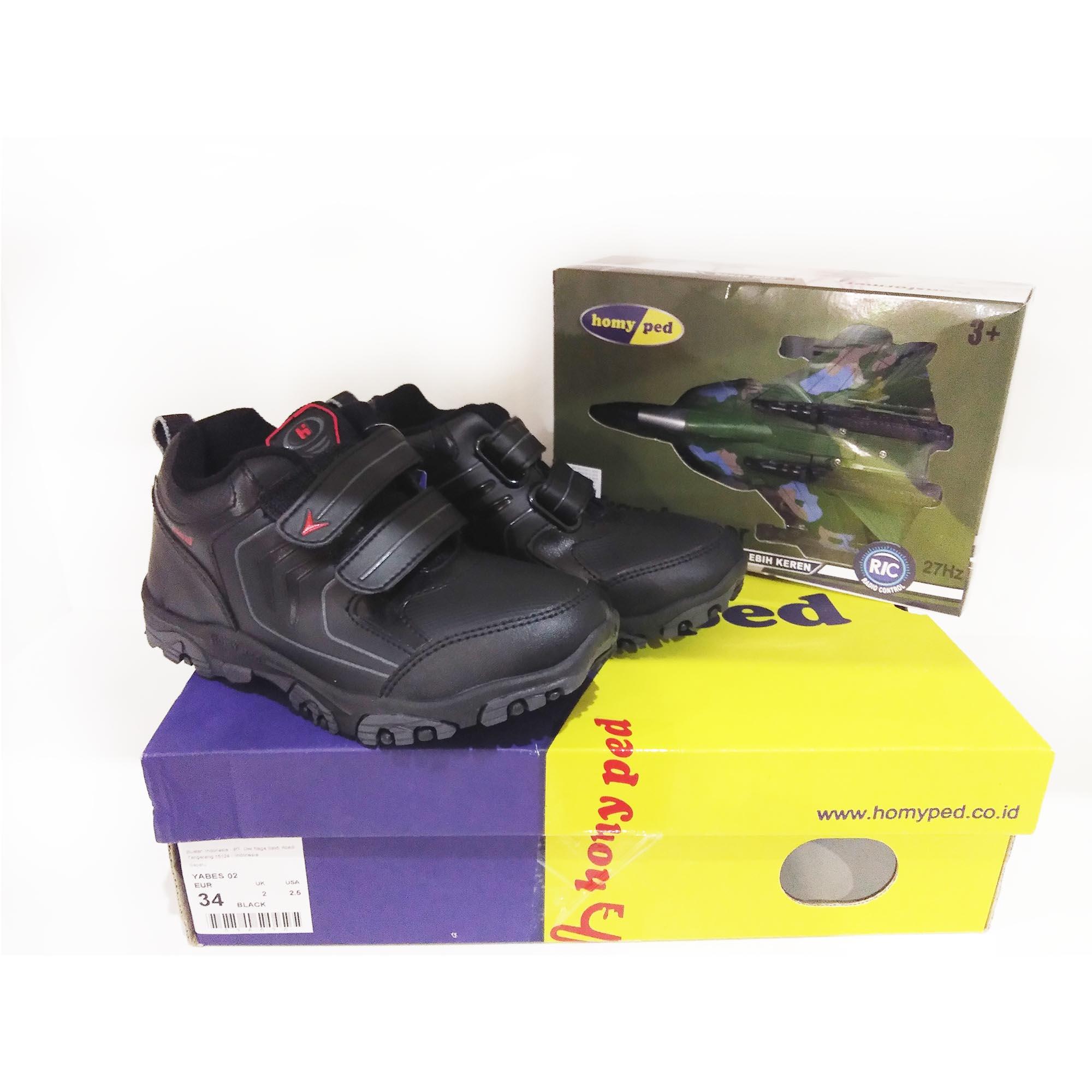 Sepatu sekolah anak Homyped Yabes 02 35/38 Besar (Hadiah pesawat mainan)