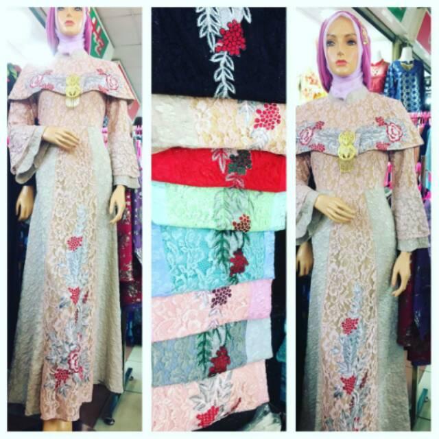 Realpict Gamis Pesta Muslimah / Gamis Bahan Brukat
