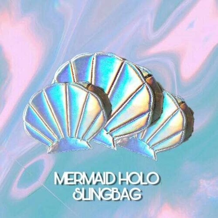 Tas Lokal Mermaid Hologram Silver Rainbow Tas Selempang Kerang Pelangi