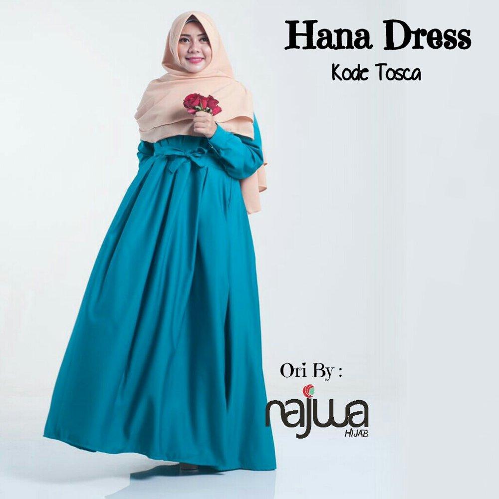 Hanna Long Dress Gamis Maxi Tangan Panjang Wanita Dewasa -  Gamis polos baloteli / Lengan Plipit Bunga Busana Muslim Wanita Gamis Murah Baju Lebaran Baju Pesta