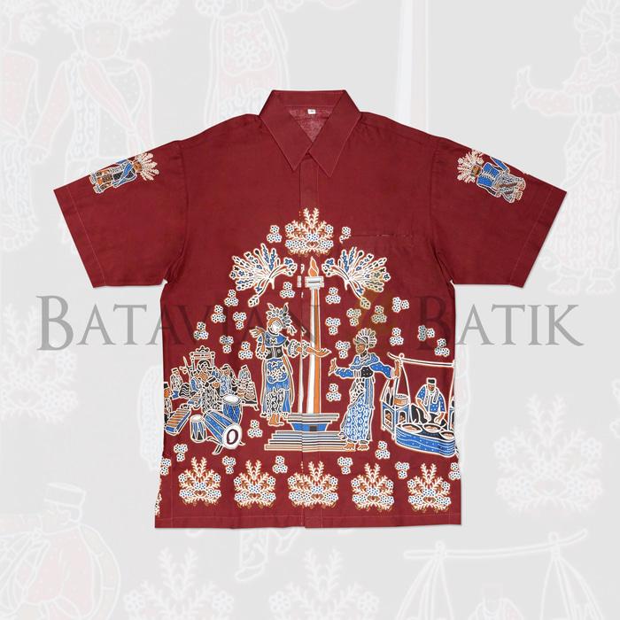 Promo Terpopuler Kemeja Batik Betawi Lengan Pendek | Maroon