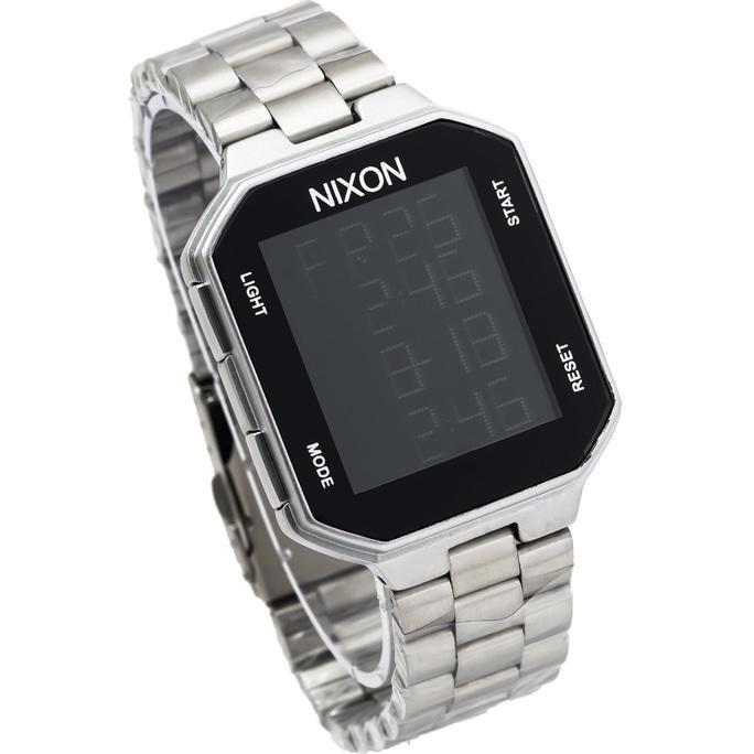 Jam Tangan Nixon New Rerun Digital Led Tali Rantai Silver Putih - Timewatch