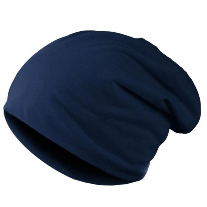 Azljaya - Topi Kupluk Polos Kaos Spandek Pria/wanita (Biru Dongker) polos
