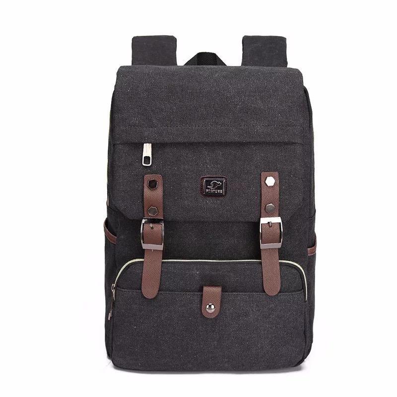Tas ransel leptop fortune kanvas korea style 18 inch 2F 33221 Hitam