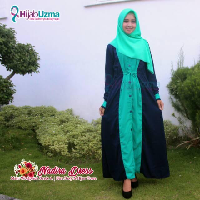 Gamis wanita terbaru gamis wanita gamis dewasa gamis syari gamis terbaru Polos Kombinasi Warna Biru Navy Dan Hijau Tosca Wolfis Wolvis Solo