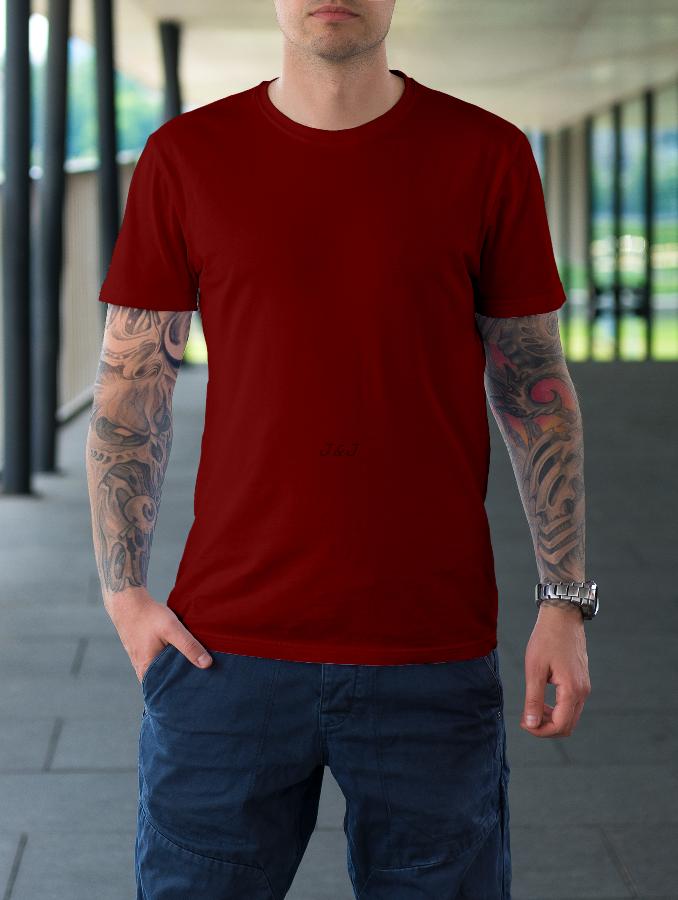 Jual Kaos Polos Pria Katun Merah Marun XL - 4XL Big Size Jumbo