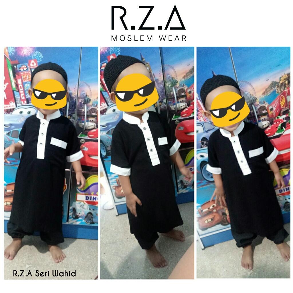 RZA MW Gamis Jubah Anak Seri ( Arba' ) Lengan Pendek Warna Hitam Polos Kerah Putih Baju Koko Bayi Dan Balita Model TURKI PolosGanteng Syari Syari Tidak Isbal Pakistan Arab Lebaran Hari Raya Idul Fitri Baru Lahir