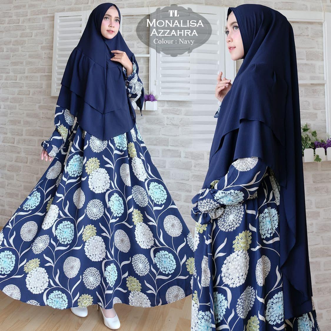 Syari Monalisa Azzahra Navy Tl Gamis Muslim Wanita Monalisa Navy