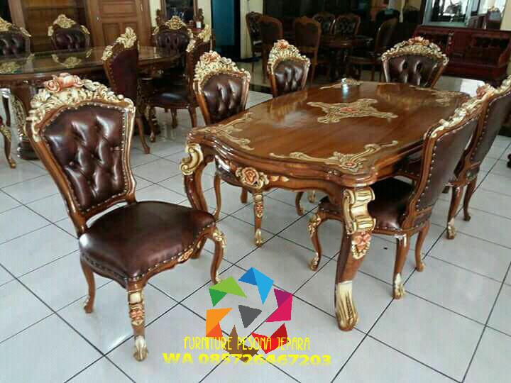 Meja makan jati ukir kursi 6. PESONA JEPARA 17