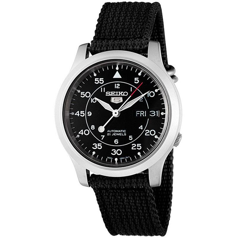SEIKO 5 Automatic - Jam Tangan Pria - Hitam - Tali Nylon - 908KNS