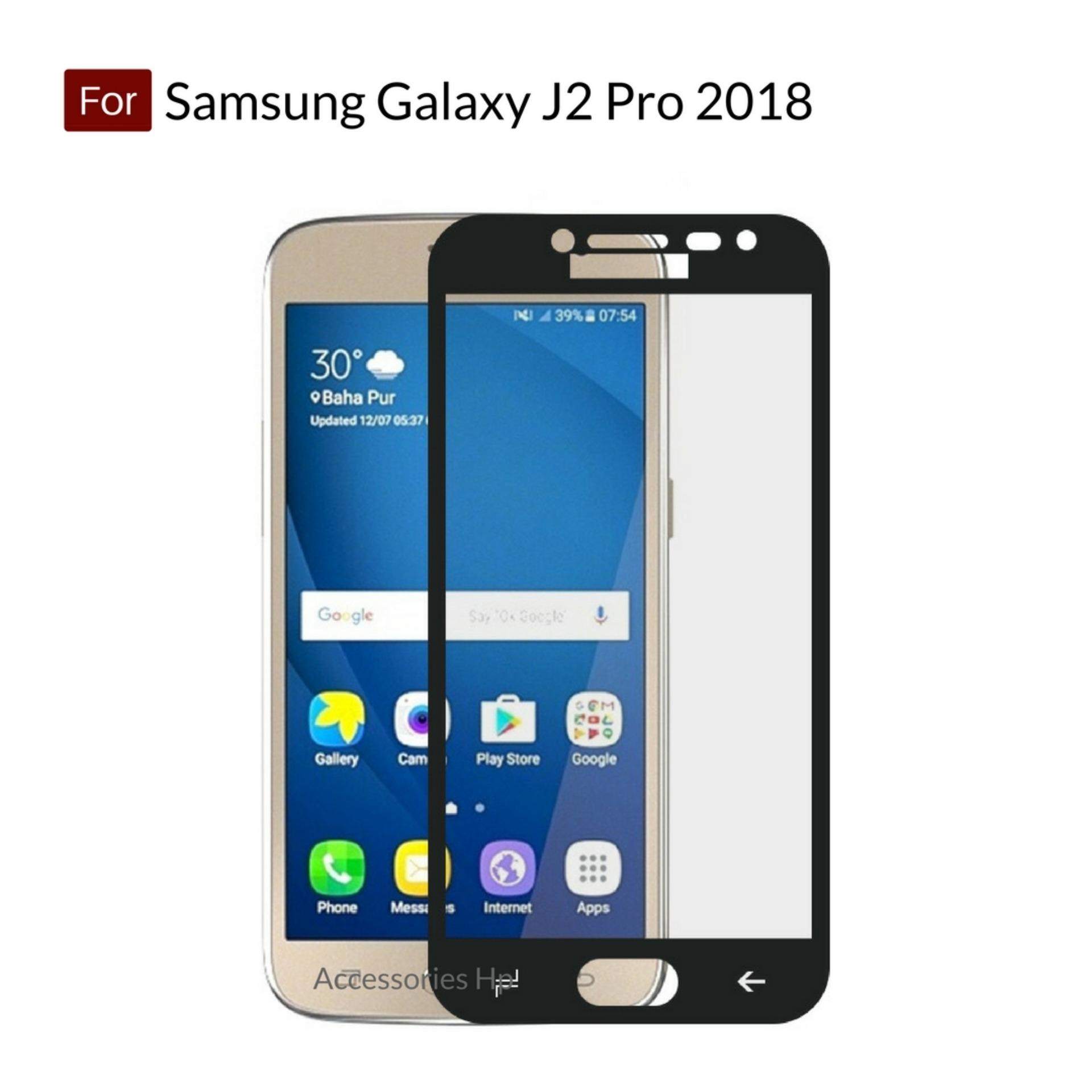 Full Cover Tempered Glass Warna Screen Protector for Samsung Galaxy J2 Pro 2018 - Black
