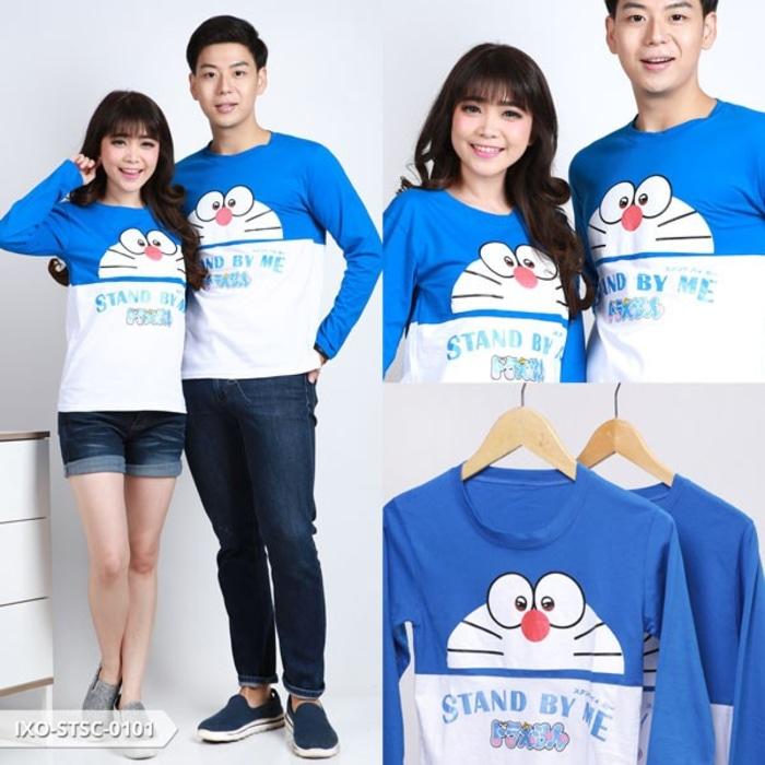 Kaos couple doraemon stand by me lengan panjang - baju pasangan